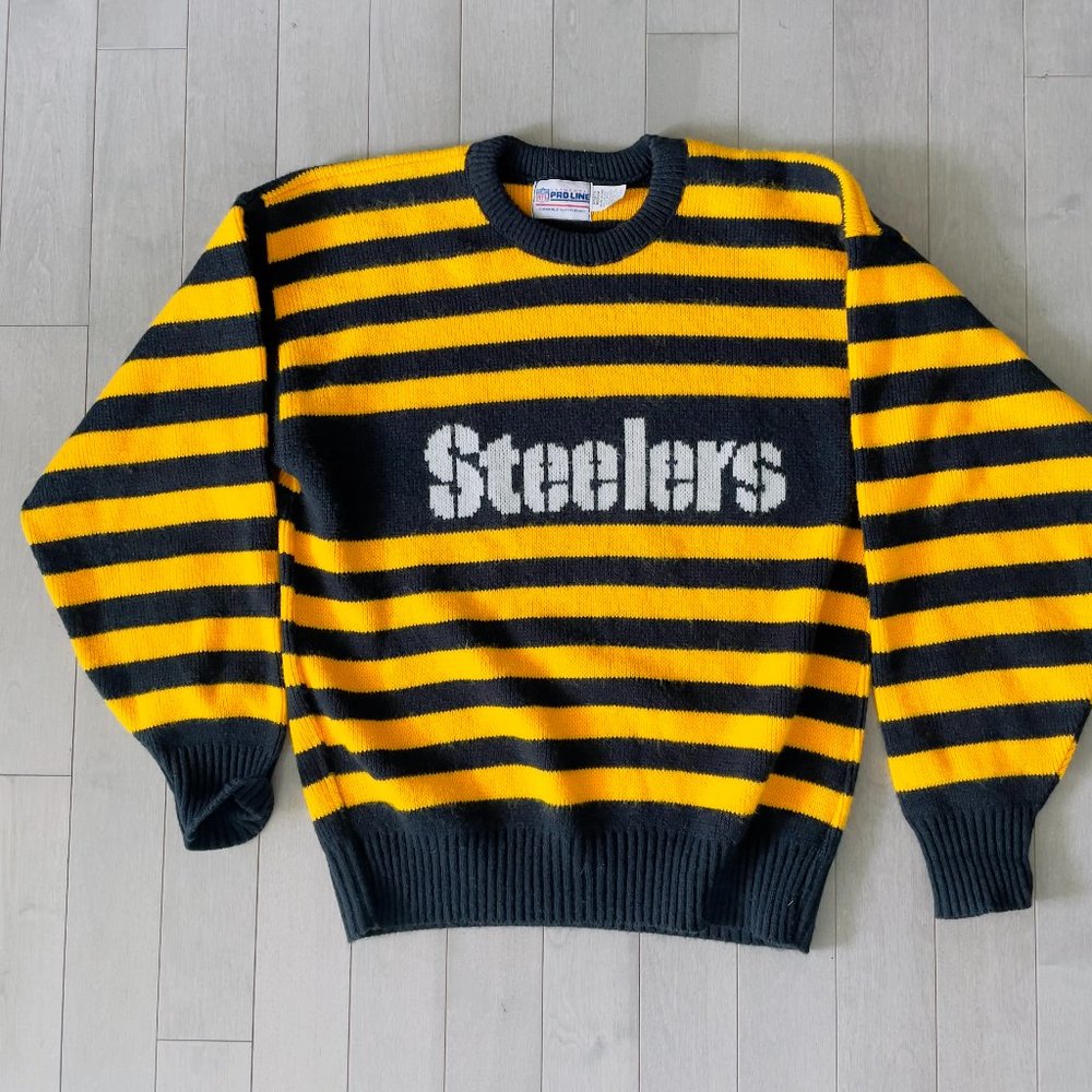 Vintage Retro Men's Steelers NFL Sweater Bumblebee